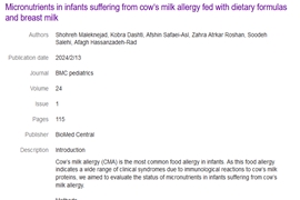 چاپ مقاله اعضای مرکز تحقیقات کودکان  در سال 1403